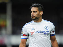 Radamel Falcao als speler van Chelsea. De Colombiaanse aanvaller keert dit seizoen niet terug in Londen.
