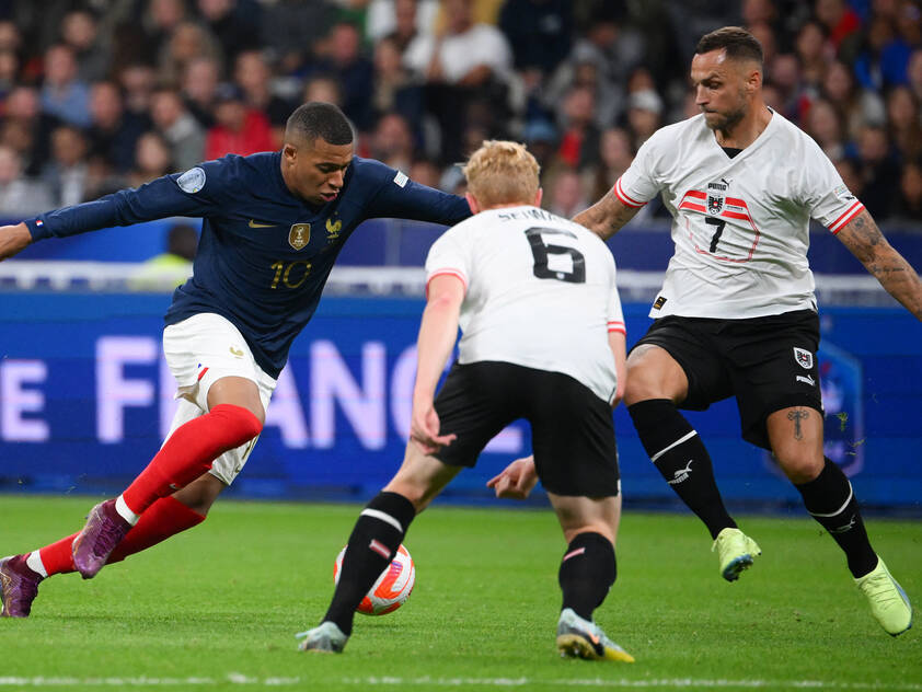 Kylian Mbappe im bisher letzten Duell mit der ÖFB-Auswahl Kylian Mbappe im bisher letzten Duell mit der ÖFB-Auswahl