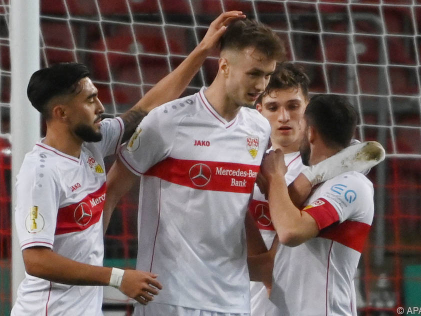 Stuttgart-Stürmer Sasa Kalajdzic nach seinem Siegtor im DFB-Pokal