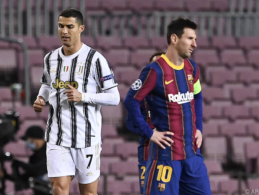 Ronaldo (l.) und Messi tragen jetzt andere Farben als im Dezember 2020