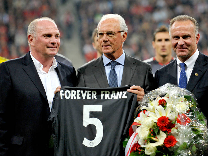 Beckenbauer mit Hoeneß und Rumenigge Beckenbauer mit Hoeneß und Rumenigge