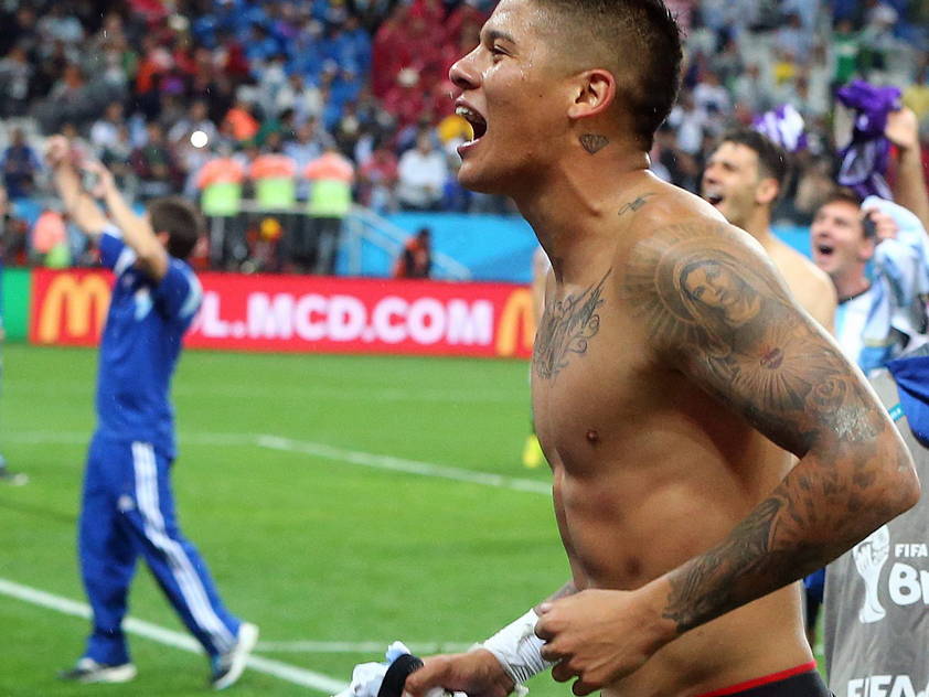 Marcos Rojo beim Jubel nach dem Halbfinale Marcos Rojo beim Jubel nach dem Halbfinale
