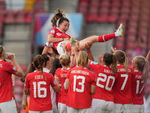Die ÖFB-Frauen bejubeln einen 2:0-Sieg