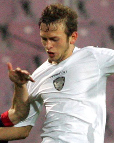 Silviu Balaure scoring during Romania Super Liga: FC Hermannstadt