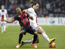 PSG mit Superstar Zlatan Ibrahimovic (r) setzte sich gegen Nizza durch