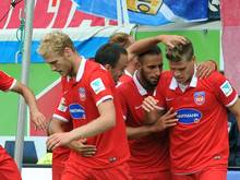 Aufsteiger 1.FC Heidenheim gelang zum Saisonauftakt ein Sieg gegen den FSV Frankfurt. Foto: Stefan Puchner