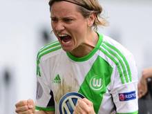 Martina Müller traf für Wolfsburg. Foto: Peter Steffen