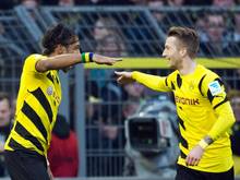 Dortmunds Pierre-Emerick Aubameyang (l.) und Marco Reus sind angeschlagen