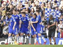Chelsea gewann das Spitzenspiel gegen Manchester United durch den Treffer von Eden Hazard (2.v.r.)
