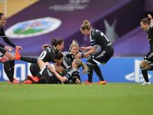 Die Spielerinnen vom 1. FFC Frankfurt gewannen in Berlin die Frauenfußball-Königsklasse