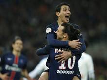 Angel Di Maria (l.) und Zlatan Ibrahimovic erzielten die Tore für Paris