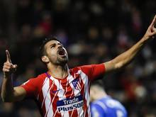 Diego Costa jubelt beim Spiel zwischen Lleida Esportiu und Atlético Madrid über sein Tor zum 4:0