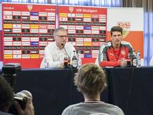 Michael Reschke (l) hatte Mario Gomez vom VfL Wolfsburg zurück zu den Stuttgartern geholt