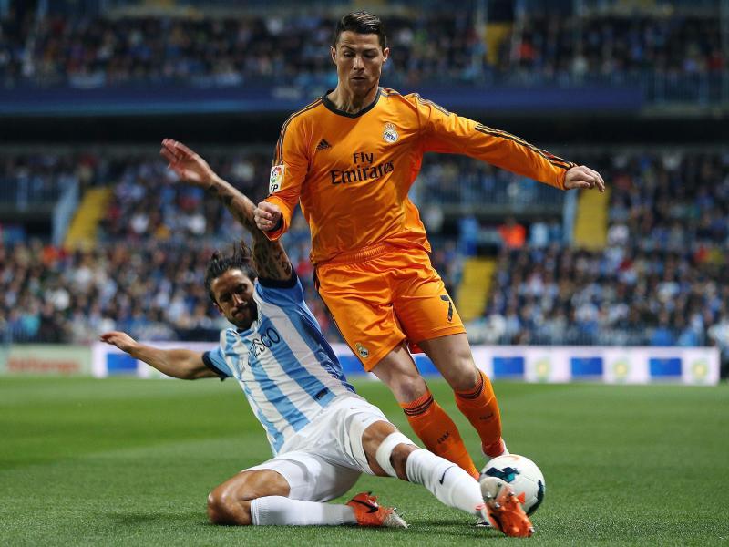 Real-Superstar Cristiano Ronaldo war auch von Malagas Marcos Alberto Angeleri kaum zu stoppen
