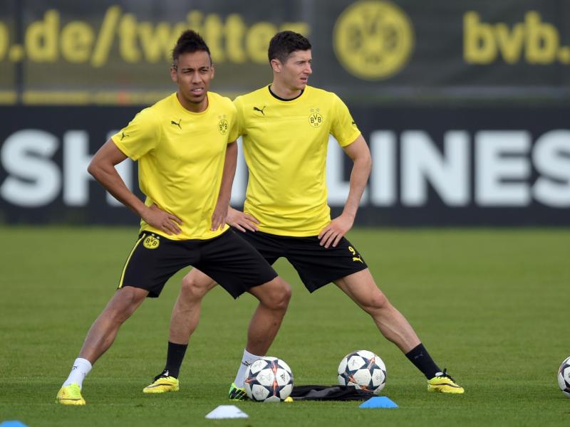 Die BVB-Stürmer Robert Lewandowski (r) und Pierre-Emerick Aubameyang wollen Real ärgern Die BVB-Stürmer Robert Lewandowski (r) und Pierre-Emerick Aubameyang wollen Real ärgern