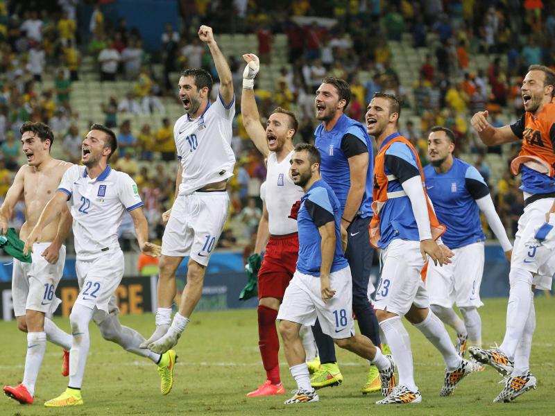 Die griechischen Spieler feierten den Achtelfinaleinzug