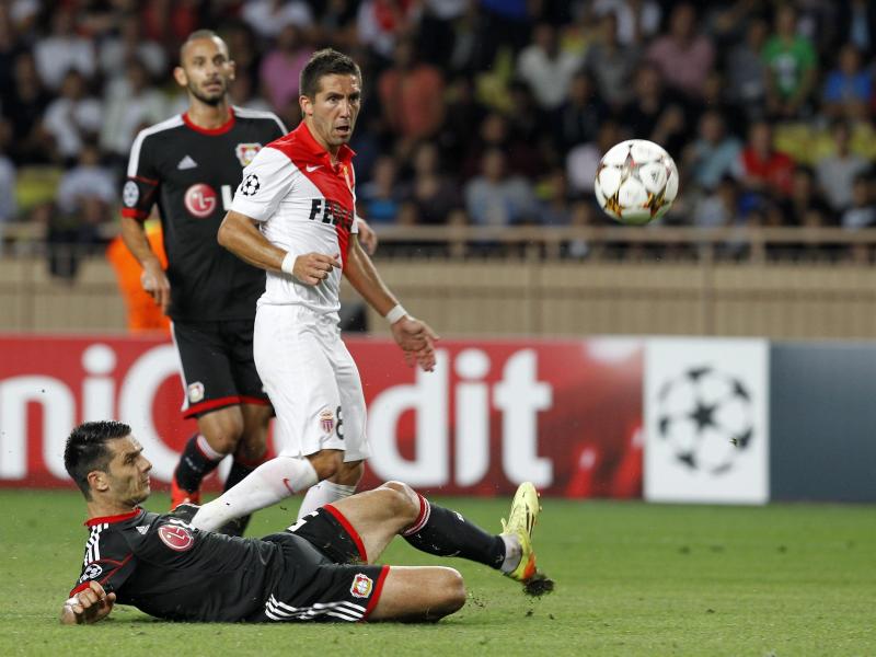 Joao Moutinho (r) erzielte für den AS Monaco den entscheidenden Treffer gegen Leverkusen