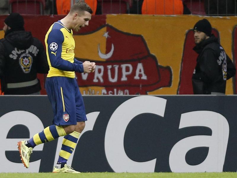 Lukas Podolski machte mit zwei Toren für Arsenal wieder auf sich aufmerksam. Foto: Tolga Bozoglu