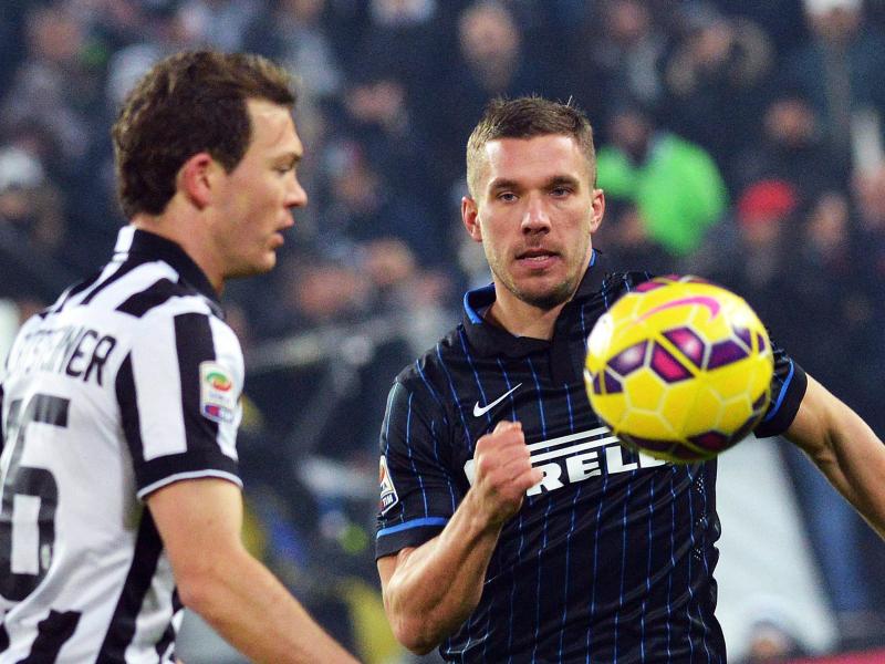 Inters Neuzugang Lukas Podolski in der Partie gegen Juve. Foto: Andrea Di Marco