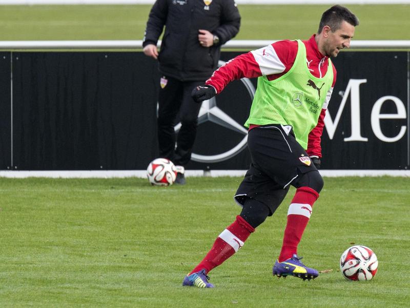 Der Stuttgarter Vedad Ibisevic geriet in Rage im Training. Foto: Daniel Maurer Der Stuttgarter Vedad Ibisevic geriet in Rage im Training. Foto: Daniel Maurer