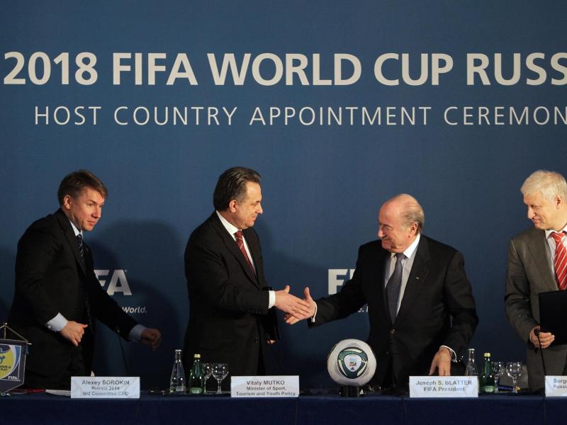 Russlands Sportminister Vitaly Mutko und FIFA-Präsident Josef Blatter