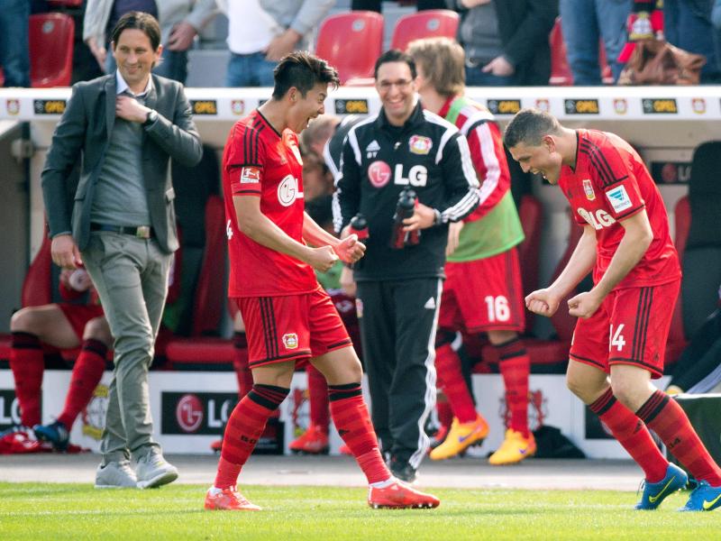 Die Leverkusener hatten nach dem 4:0-Sieg gegen Hannover mächtig gute Laune