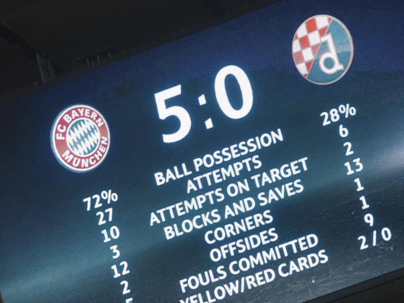 Die Anzeigetafel macht es deutlich: Die Bayern hatten die Partie klar im Griff