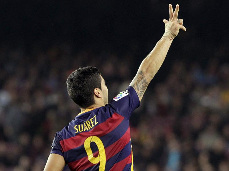 Luis Suarez führte den FC Barcelona mit drei Toren zum Erfolg