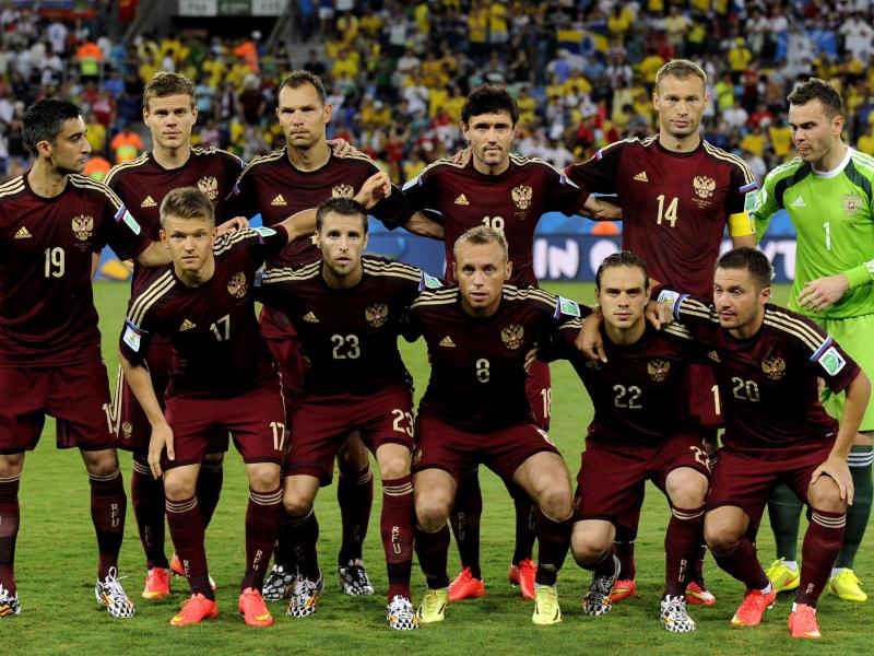 Die russische Startelf vor dem Spiel gegen Südkorea in Cuiaba bei der WM 2014 in Brasilien
