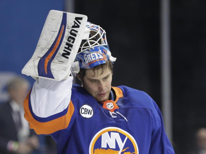 New Yorks Torwart Thomas Greiss hat mit einer starken Leistung gegen die Carolina Hurricanes überzeugt New Yorks Torwart Thomas Greiss hat mit einer starken Leistung gegen die Carolina Hurricanes überzeugt