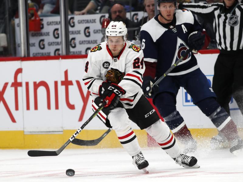 Zog mit den Chicago Blackhawks den Kürzeren: Dominik Kahun (vorne) Zog mit den Chicago Blackhawks den Kürzeren: Dominik Kahun (vorne)