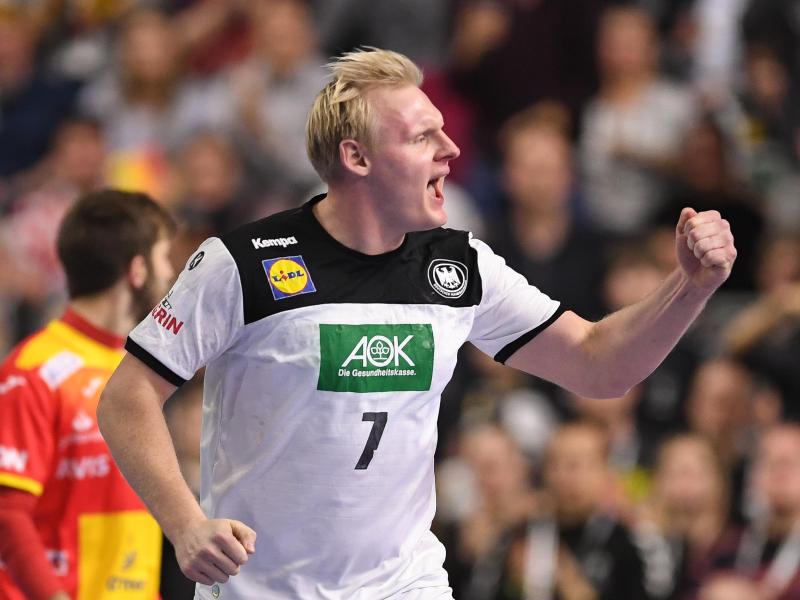 Abwehrrecke des DHB-Teams bei der Handball-WM: Patrick Wiencek jubelt Abwehrrecke des DHB-Teams bei der Handball-WM: Patrick Wiencek jubelt