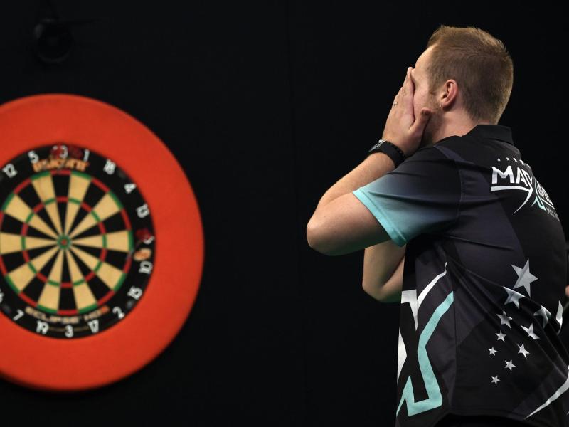 Der deutsche Darts-Profi Max Hopp hat die große Chance auf einen European-Tour-Titel vergeben Der deutsche Darts-Profi Max Hopp hat die große Chance auf einen European-Tour-Titel vergeben