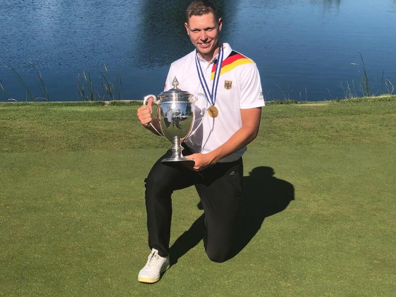 Hat das Ticket für die British Open mit dem Sieg bei der Amateur-EM gelöst: Matthias Schmid. Foto: obs/Deutscher Golf Verband (DGV)/EGA Hat das Ticket für die British Open mit dem Sieg bei der Amateur-EM gelöst: Matthias Schmid. Foto: obs/Deutscher Golf Verband (DGV)/EGA