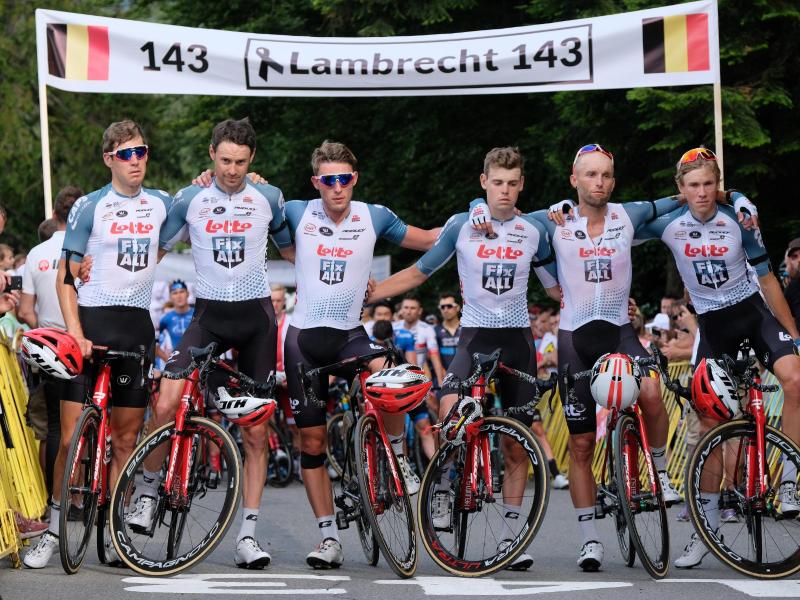 Das Team des verstorbenen Rad-Profis Bjorg Lambrecht Das Team des verstorbenen Rad-Profis Bjorg Lambrecht