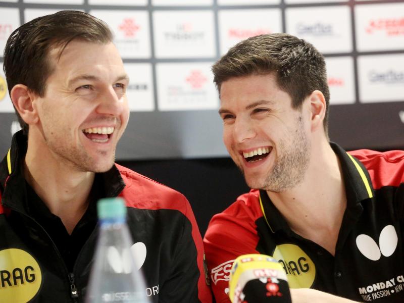 Sind zusammen mit Patrick Franziska bei der Team-EM in Frankreich an der Platte: Timo Boll (l.) und Dimitrij Ovtcharov Sind zusammen mit Patrick Franziska bei der Team-EM in Frankreich an der Platte: Timo Boll (l.) und Dimitrij Ovtcharov