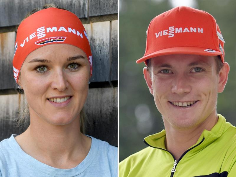 Haben sich für die Abschiedsveranstaltung von Laura Dahlmeier auf Schalke angekündigtf: Denise Herrmann (l.) und Benedikt Doll Haben sich für die Abschiedsveranstaltung von Laura Dahlmeier auf Schalke angekündigtf: Denise Herrmann (l.) und Benedikt Doll