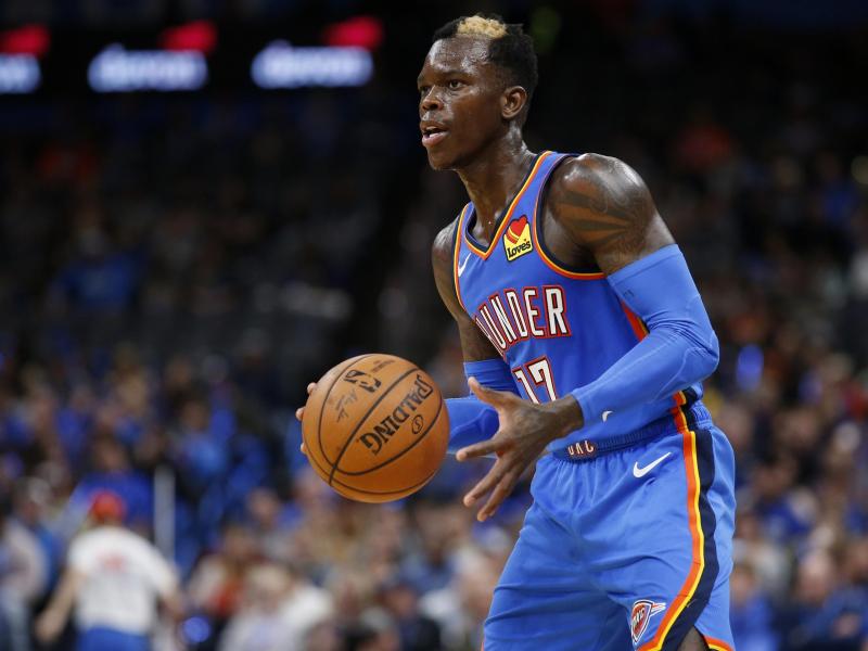 Basketball-Star Dennis Schröder konnte Oklahoma City Thunder nicht zum Sieg verhelfen. Foto: Garett Fisbeck/AP/dpa Basketball-Star Dennis Schröder konnte Oklahoma City Thunder nicht zum Sieg verhelfen. Foto: Garett Fisbeck/AP/dpa