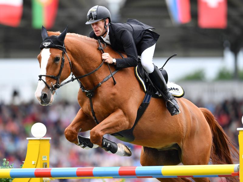 Der deutsche Springreiter Marcus Ehning hat beim Championat von Leipzig den ersten Platz belegt Der deutsche Springreiter Marcus Ehning hat beim Championat von Leipzig den ersten Platz belegt
