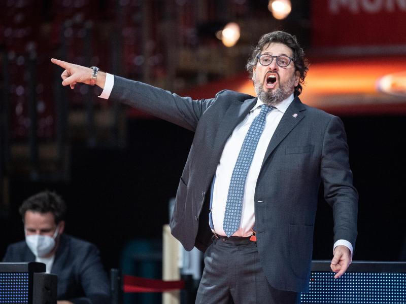 Wurde wegen unsportlichen Verhaltens gesperrt: Trainer Andrea Trinchieri von Bayern München Wurde wegen unsportlichen Verhaltens gesperrt: Trainer Andrea Trinchieri von Bayern München