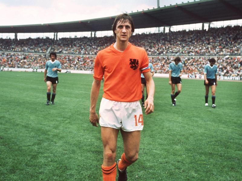 Die niederländische Fußball-Legende Johan Cruyff bei der WM 1974 in Deutschland Die niederländische Fußball-Legende Johan Cruyff bei der WM 1974 in Deutschland