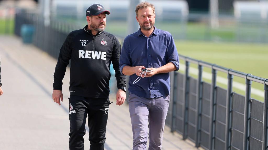 Kölns Interims-Sportchef Jörg Jakobs (r.) mit Cheftrainer Steffen Baumgart