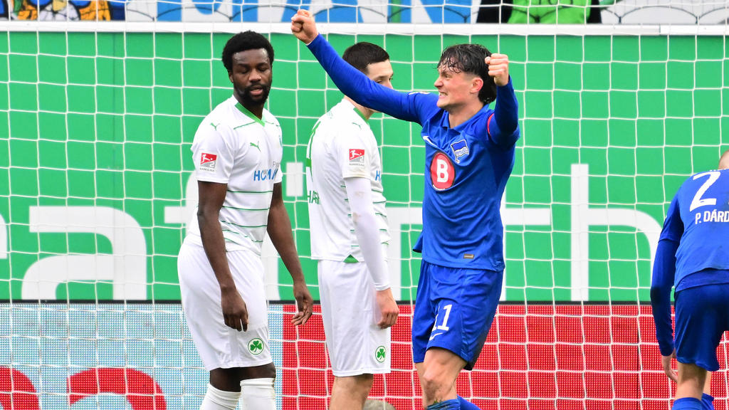 Fabian Reese jubelt über den Hertha-Sieg in Fürth