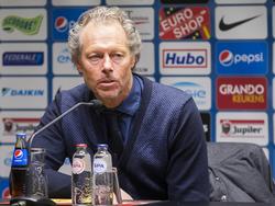 Michel Preud'homme op de persconferentie na afloop van het duel Club Brugge - Zulte-Waregem. (23-04-2016)