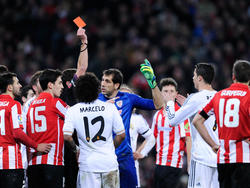 Cristiano Ronaldo ontving tijdens het treffen met Athletic Bilbao de rode kaart.