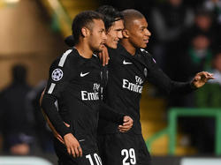 La tripleta titular del PSG: Neymar, Cavani y Mbappé. (Foto: Getty)