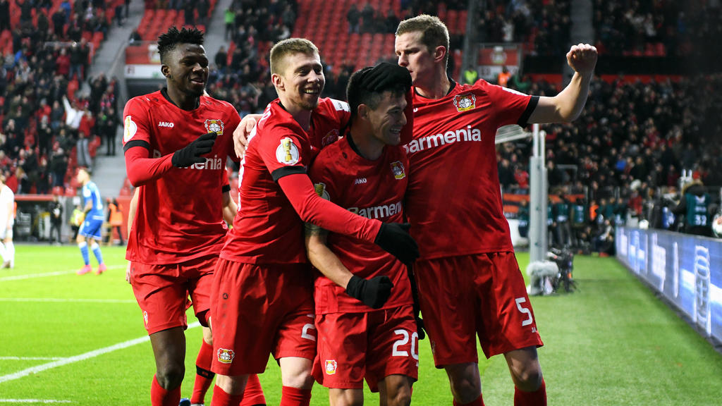 Bayer Leverkusen jubelt über den Sieg gegen Union Berlin