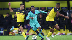 Anssumane Fati (M.) debütierte gegen den BVB in der Champions League