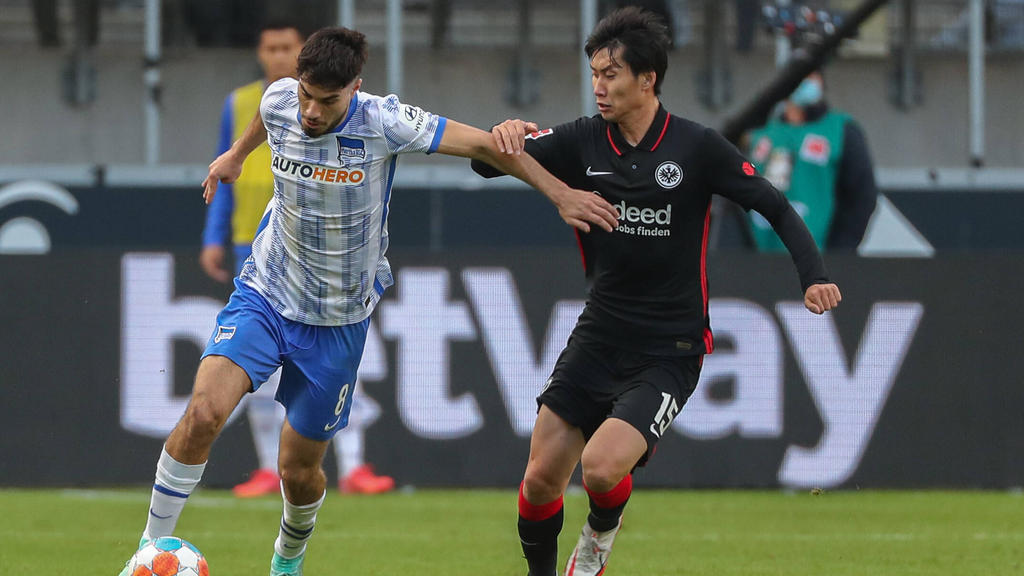 Daichi Kamada (r.) kam gegen Hertha BSC nur als Einwechselspieler