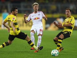 Kevin Kampl (Mitte) macht im Trikot von RB eine gute Figur